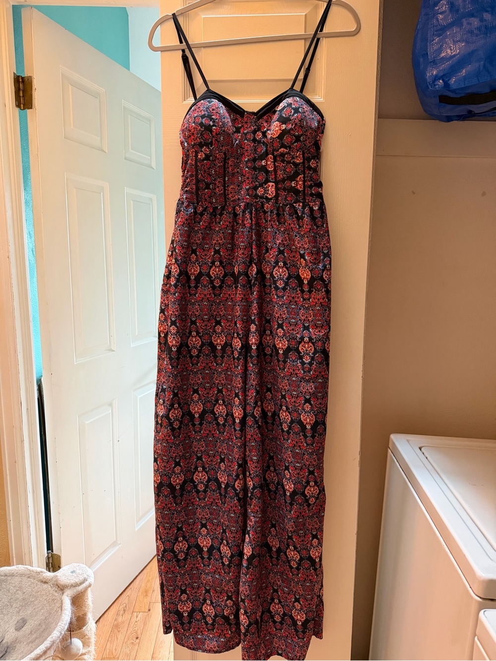 Strapless Boho Jumpsuit in Black and Red